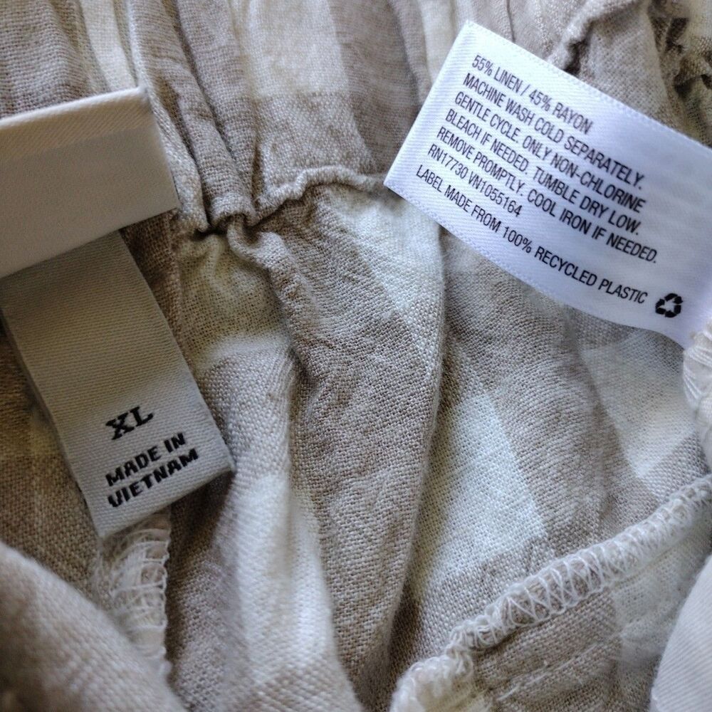 Plaid High Rise Linen Short Summer Vacay Size XL Elastic Waist Zipper Pockets - Picture 12 of 12